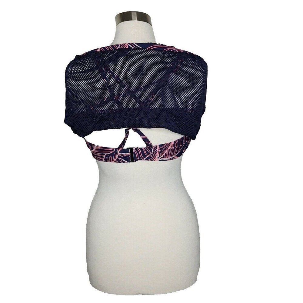Anne Cole Locker Swim Tankini top Mesh Overlay with attatched crop top XL - Picture 4 of 11